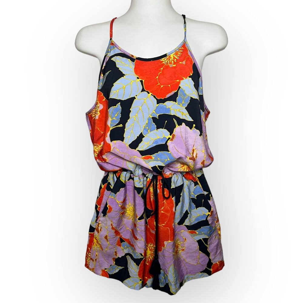 Ann Taylor Loft Women's Multicolor Floral Full Bloom Romper Size Medium Petite - Picture 15 of 15